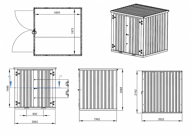 Dimensions du conteneur avec schéma