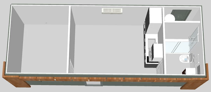 Dessin vue de dessus bungalow sur mesure